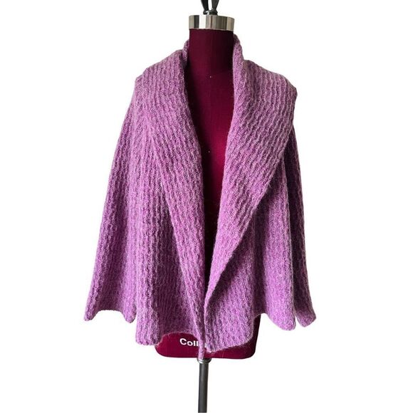Cecile Jeffrey Knit Purple Open Style Wool Mohair cardigan - Picture 1 of 10